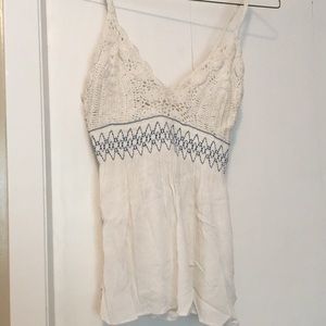 Free People white with blue trim tank top